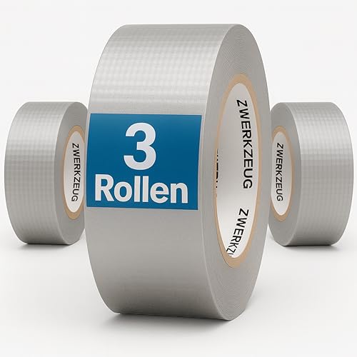 ZWERKZEUG Panzertape - 3 Rollen - 48mm x 96m zwei Farben erhältlich Reparatur Klebeband - Gewebeband - extra stark - wasserfest - Gaffa Tape - power Duct Tape - Panzerband (Silber)