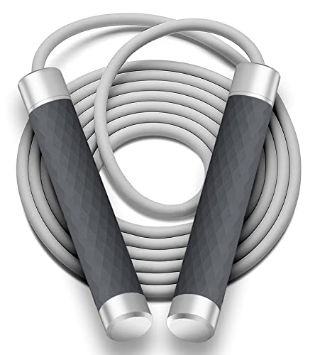 Jump Rope 1LB, Weighted Jump Rope with 7mm Heavy Rope and Silicone Handles, 360 Degree Spin, Skipping Jump Rope for Women Men for Fitness Crossfit Boxing Working Out