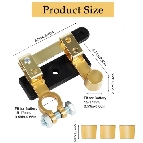 Image of STHIRA Car Battery Shut-Off Switch, Battery Disconnect Blade Switch, Pure Copper Terminal Isolator Cut-Off for 12V /24V Vehicles, RVs, Boats, Trucks, and Off-Road Applications