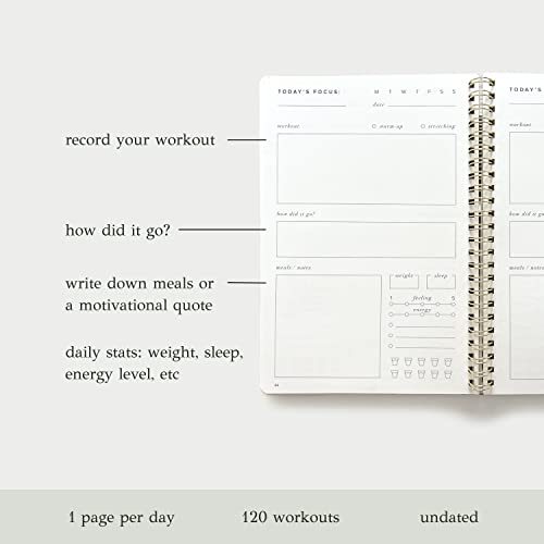 Kunitsa Co. Fitness Journal For Women. Track Workouts, Meals, And Weight Loss. Undated, Fits 120 Workouts (Sage, 6 X 8.5 In) #TOP1