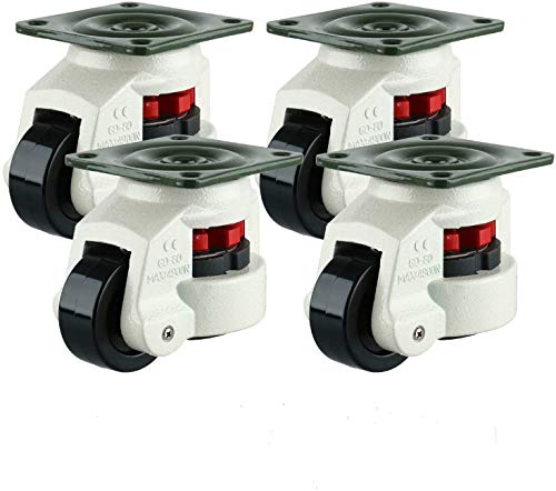 4 x giratoria ruedas retráctiles nivelación Caster GD-80F máquina industrial Rueda giratoria de 360 ??grados giratoria placa montada Caster Pesado Cada 1102lbs Capacidad
