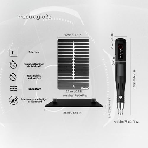 Titan Seed Phrase Backup – 2x Reine Titanplatten mit Elektroschreiber, Manipulationsschutz, Schraubsicherung & Gravurkarte – Feuerfestes Wallet Recovery Kit für Bitcoin & Krypto