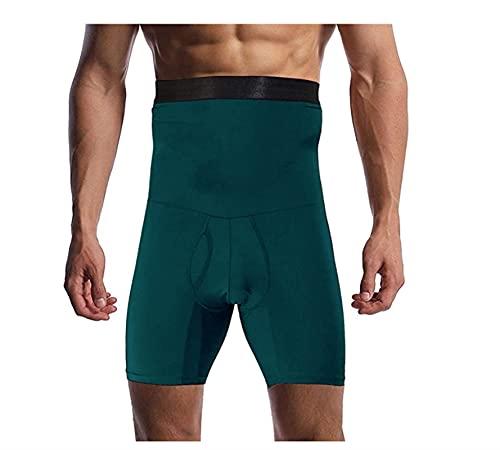 XMXM Men's High Waisted Shapewear Compression Tummy Control Shorts Boxer Briefs Body Shaper Long Leg Underwear (Color : Green, Size : Small)