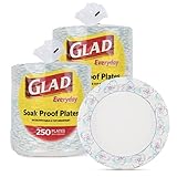 Glad Round Disposable Paper Plates for All Occasions | Soak Proof, Cut Proof, Microwaveable Heavy Duty Disposable Plates | 10