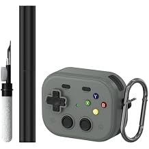 Geiomoo Cute Funny Silicone Cover for Air Pods Pro 3 Case, Cartoon Game Console Design with Carabiner and Cleaner Kit Gray