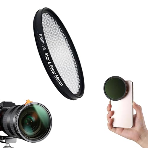 Image of GetZget Star Filters Lens Compatible with oneplus12, iPhone 14 /15 pro & pro max, Xiaomi 14 Mobile Cover, DSLR Camera (Star No.6 Filter, 58mm)