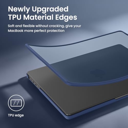 Image of BlueSwan Anti-Cracking Hard Shell Case Compatible with MacBook Pro 14-inch M5 2026 2025-2021 Release M4 M3 M2 M1 Pro /Max Chip, Anti-Fingerprint Soft TPU Bumper, Frosted Midnight
