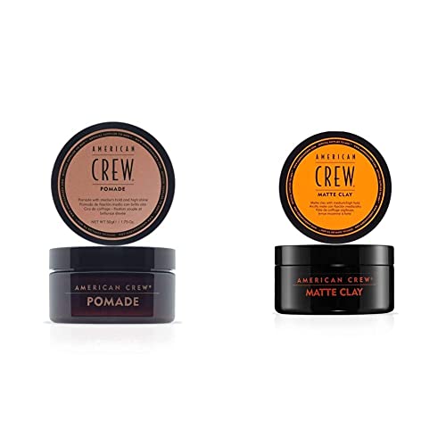 American Crew Pomada (fijacion media/brillo alta) 85 g & Matte Clay Cera Pelo Hombre, Fijación Media - Alta con Acabado Mate, 85 g