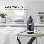 Hamilton Beach Steam Iron for Clothes & Garment Steamer with Smooth Press Stainless Steel Soleplate, 1200 Watts, 8’ Retractable Cord, Black (14214) - Image 4