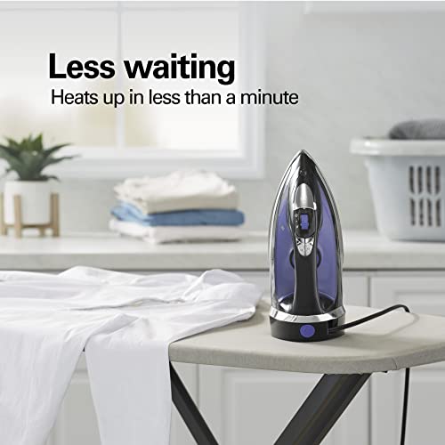 Hamilton Beach Steam Iron for Clothes & Garment Steamer with Smooth Press Stainless Steel Soleplate, 1200 Watts, 8’ Retractable Cord, Black (14214) by Hamilton Beach - Image 4