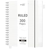 RETTACY Quaderno RETRO a spirale formato B5 con 150 fogli/300 pagine per scrittura, carta a righe da 100 gsm, copertina in PVC, per lavoro, ufficio, scuola, 19 x 25 cm - Trasparente