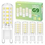 G9 LED Bulbs Cool White-5 Pcs, 5W 6000K G9 Led Light Bulbs, (45W Equivalent Halogen) Energy Saving, 500LM CRI>80, 360° Beam Angle, No Flicker, Non-Dimmable, for Home Lighting, Crystal Chandelier