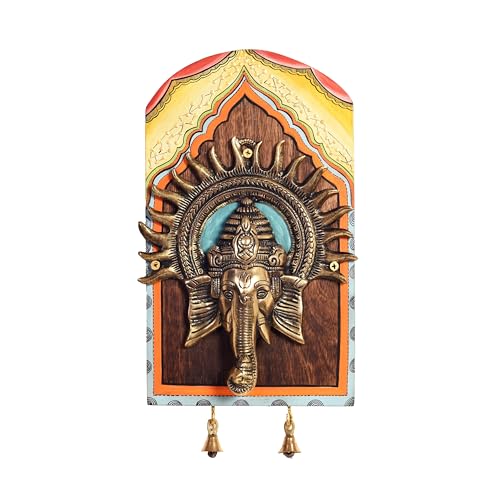 Image of Amantran-II Wall decor frame with divine Ganesha Majestically set on a beautiful frame | Handcrafted Wall Art for Home Decor & Office Spaces