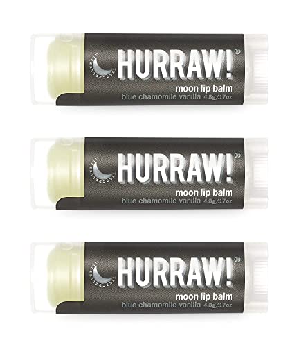 Hurraw! Bálsamo Labial Moon Tratamiento Nocturno Manzanilla Azul, Vainilla Pack De 3: Orgánico, Vegano Certificado, Cruelty Free Y Sin Gluten. 100 Ingredientes Naturales. Sin Abejas, Soja Ni Palma. Hurraw! Bálsamo Labial Moon Tratamiento Nocturno Manzanilla Azul, Vainilla Pack De 3: Orgánico, Vegano Certificado, Cruelty Free Y Sin Gluten. 100 Ingredientes Naturales. Sin Abejas, Soja Ni Palma.