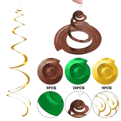 Image of Colorful Ceiling Swirl Foil Decorations Football Hanging Plastic Streamer Themed Swirl Party for Football Party Touchdown Sports Graduation, Pack of 28