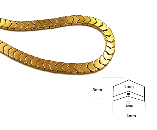 Perlin Hematite Beads Gold Beads 4 x 3 mm for Bracelets Arrow No Magnet Hematite Gemstones 38 cm 1 Strand Heishi Beads Pack of 165 - Image 3