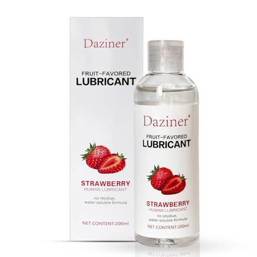 DAZINER Strawberry Flavoured Lube Intimate Gel 200ml, Massage Oil lubricants & Licks lube for Women Water Based lubricating Gel for Women Sex lube (Strawberry)