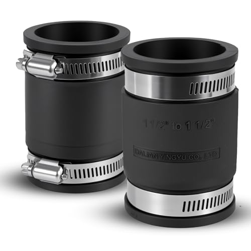 DLYYPLUS 2 Pcs 1-1/2 IN Flexible PVC Pipe Coupling with Stainless Steel Clamps Fit 1-1/2 IN Nominal Pipes, Couplers for Plastic and Copper Pipe Plumbing Connections, Drain Repair, Dust Hose by DLYYPLUS - Used condition - US$15.81