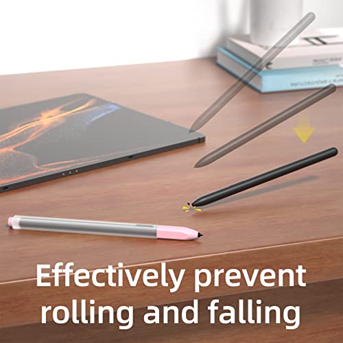 Image of Compatible with Samsung Galaxy Tab S7 /S7+ /S7 FE /S8 /S8+ /S8 Ultra /S9 /S9+ /S9 Ultra Pencil Case S Pen Case, Silicone Translucent Non-Slip Cover. (Pink)