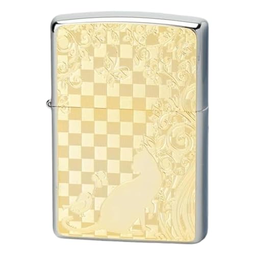 Encendedor Zippo de aceite, diseño gato dorado