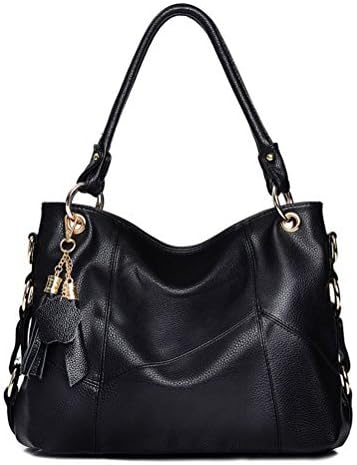 Leather Handbags for Women Crossbody Bags Large Hobo Purse Designer (Black)