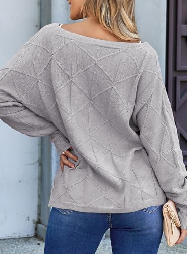 Image of EVALESS Casual Crewneck Sweaters for Women Fall Winter 2026 Lightweight Long Batwing Sleeve Pullover Sweaters Tops Clothes
