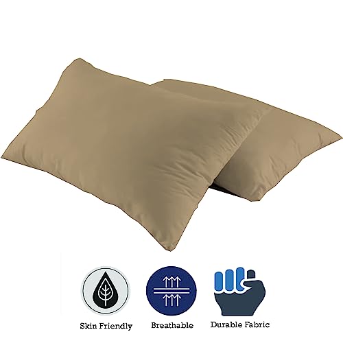 Image of Microfiber Pillow Set of 2 for Sleeping - 20x30 Inches, Taupe