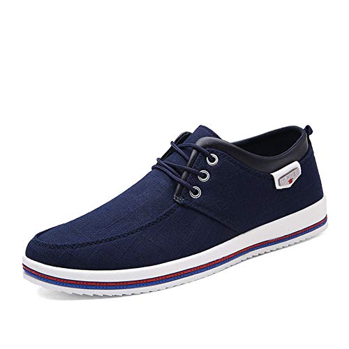 Mens Canvas Fashion Sneaker Causal Lace-Up Skateboarding Soft Non-Slip Comfortable Street Shoes Navy Blue