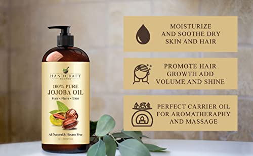 Handcraft Jojoba Oil 16 Fl. Oz – 100% Pure & Natural Jojoba Oil For Skin, Face, And Hair – Deeply Moisturizing Anti-Aging Jojoba Oil For Men And Women #TOP4
