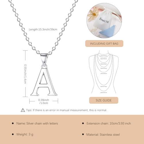 925 Sterling Silver A-Z Letter Necklaces, Exquisite Silver Letter Pendant Necklaces, Ideal for Daily Wear and Perfect as a Jewelry Gift for Women.T2454