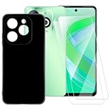 ESACMOT Capa preta pura compatível com Infinix Smart 8 X6525 + [pacote com 2] protetor de tela de vidro temperado, capa à prova de choque para Infinix Smart 8 X6525 (6,6 polegadas)