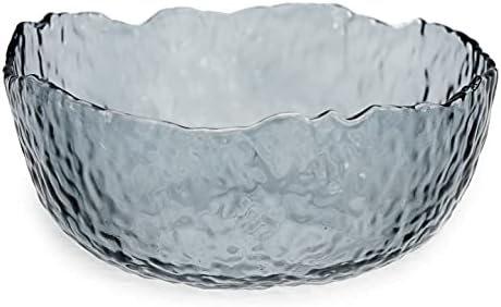 TOSSOW Glass Salad Bowl Irregular Shape Serving Bowls 25 oz Grey