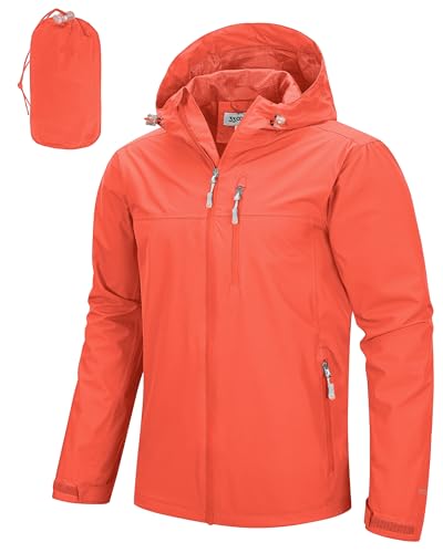 33,000ft Men's Packable Rain Jacket Lightweight Rain Shell Jacket with Hood Waterproof Raincoat for Cycling