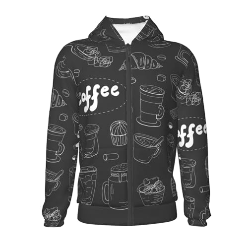 Donut Friend Coffee Kids Pullover Hoodies Boys Zip Up Sweatshirts Girls Athletic Clothes with Pocket2