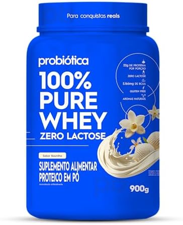 Probiótica 100% Pure Whey Zero Lactose - Sabor Baunilha Pote 900g