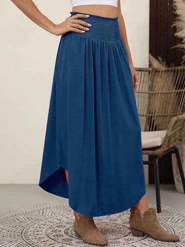 Image of ANRABESS Women's Maxi Skirts Summer Boho Floral High Waisted Flowy Swing Pleated Beach Long Skirt with Pockets