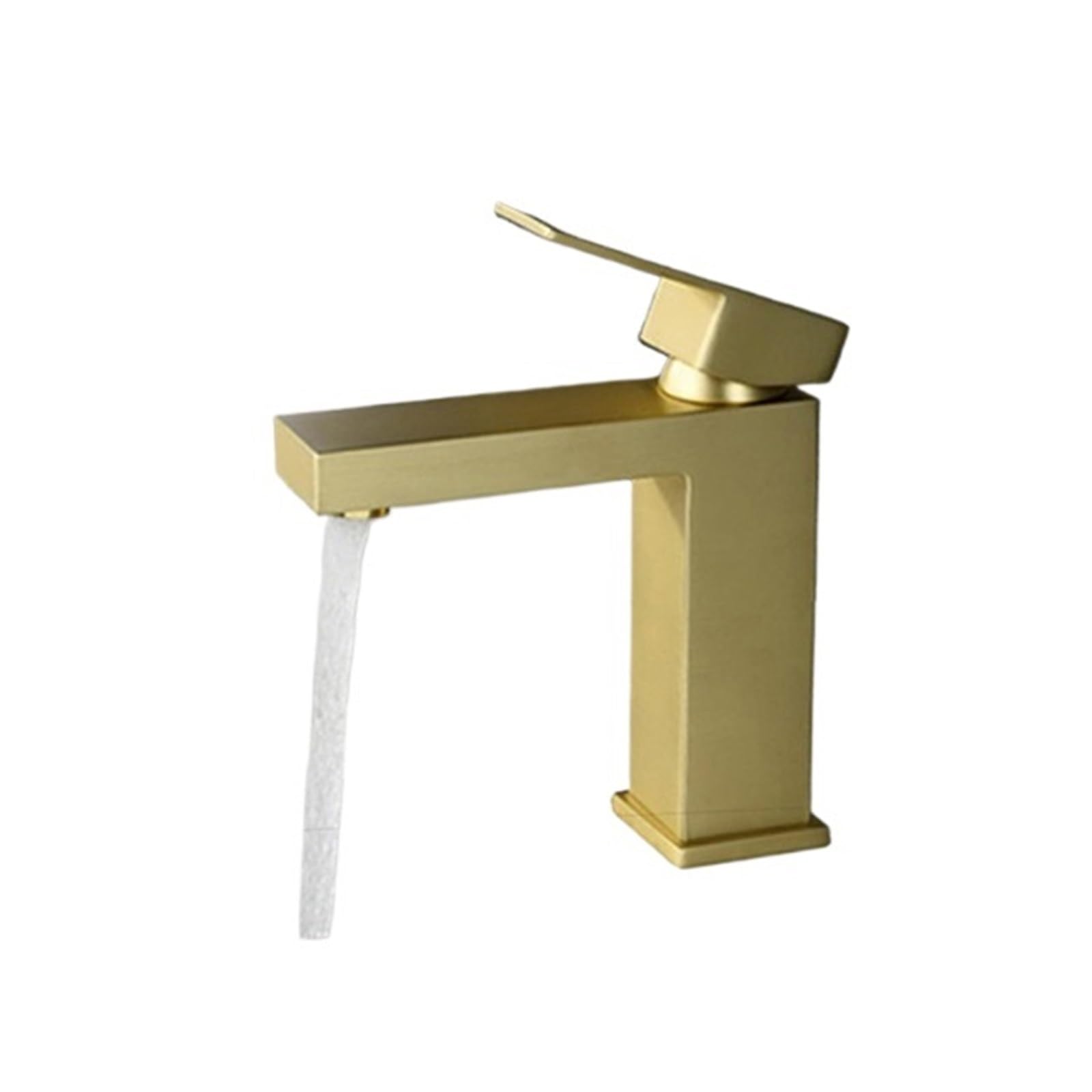 Robinet de lavabo de salle de bains en acier inoxydable or brossé avec mitigeur carré