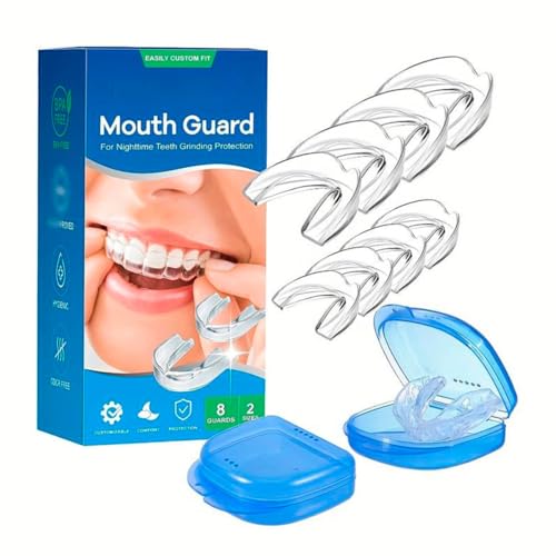 8 Unidades/pack - Férula descarga - Protector Bucal Moldeable Para Rechinar de Dientes, Bruxismo - Dispositivo Antironquidos, Protección Bucal, Ajuste Personalizado, Para Adultos Y Jóvenes