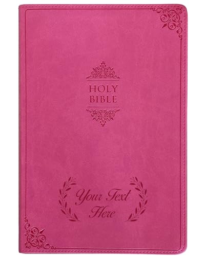Personalized Gift Bible with Name Engraved, NIV Value Thinline, Large Print, New International Version, Custom Text & Design, Pink