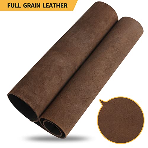 Image of RingSun 12''X24'' Genuine Leather Sheets for Crafts (2mm), Full Grain Leather for Tooling Craft Sewing(Black Coffee)