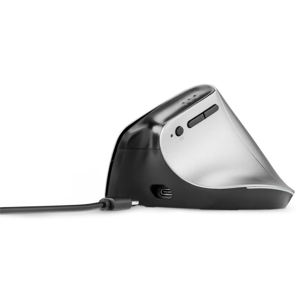 Hama ergonomische Maus „EMW-700“, 2,4 GHz + 2X BT 4.2 (Vertikalmaus kabellos für DREI Geräte, Hochkant Maus mit wiederaufladbarem Akku, DPI 1000, 1600, 2400, 8 Tasten, beugt Mausarm vor) anthrazit