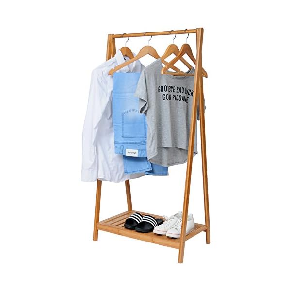 EUGAD Kleiderständer mit Ablagefläche, Garderobenständer mit Kleiderstange, offene Garderobe, für Schlafzimmer Eingangsbereich Flur, aus Bambus, 60x120x35 cm 0002XJYJ