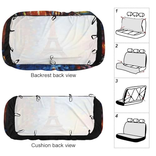 Funda para asiento trasero de coche de la Torre Eiffel, protector elástico universal 3