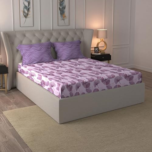 Trident Dusk and Dawn 3-Piece Bedsheet Set, 100% Cotton, Bedsheet for Double Bed (1 Bedsheet with 2 Pillow Covers) Superior Softness, 144 Thread Count, Dandelion Purple (B0D9DCCYVN) Amazon Price History, Amazon Price Tracker