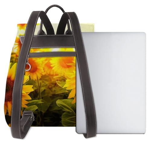Sac à dos en cuir noir imprimé avec compartiment ordinateur - 3