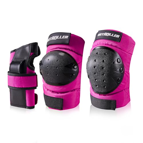 METROLLER Adult & Kids Protective Gear Set for Men, Women Youth Knee Pads, Elbow Pads & Wrist Guards 3 in 1 for Skateboarding Multi-Sports Protective Gear