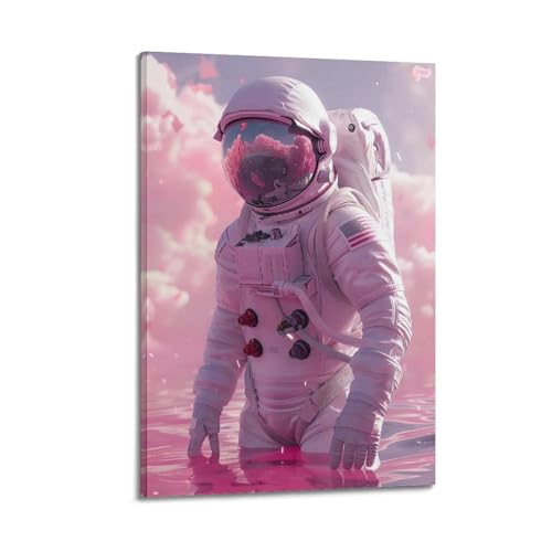 Poster astronaute nuage rose de haute qualité, toile d'art moderne 40x60 cm