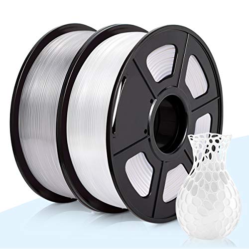 PLA Filament 1.75mm,PLA Filament for 3D Printer,1.75mm PLA Filament,Dimensional Accuracy +/- 0.02 mm (PLA2KG-(Blanco+Clear))