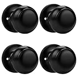 Probrico Black Half Dummy Door Knobs, Round Non-Turning Inactive Door Knobs Handles for Closet French Door,4 Pack