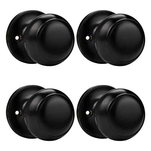 Probrico Black Half Dummy Door Knobs, Round Non-Turning Inactive Door Knobs Handles for Closet French Door,4 Pack